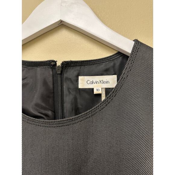 Calvin Klein Size 10 Gray Knee Length Sheath Dress Careerwear Office Siren Belt - Picture 3 of 13